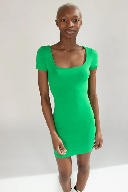Green Double Layer Mini Dress