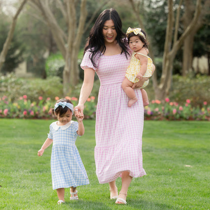 Peter Pan Collar Dress in Gingham Breeze