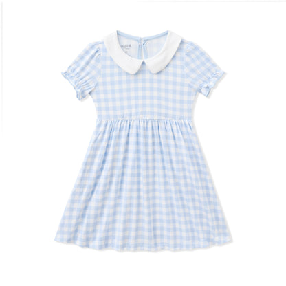 Peter Pan Collar Dress in Gingham Breeze