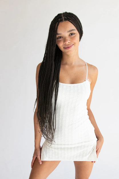 Bow Detail Lined Lace Mini Dress