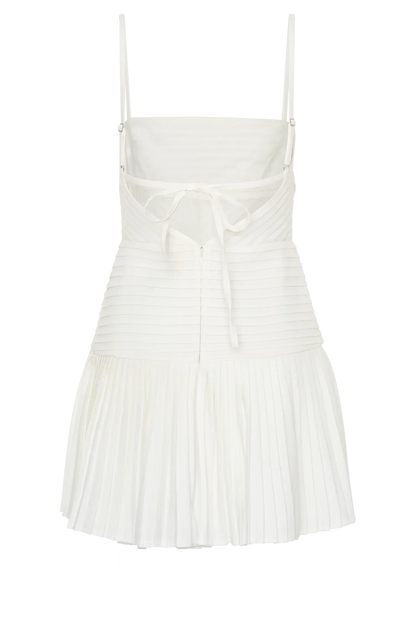 Rylee Multi Pleat Mini Dress - White