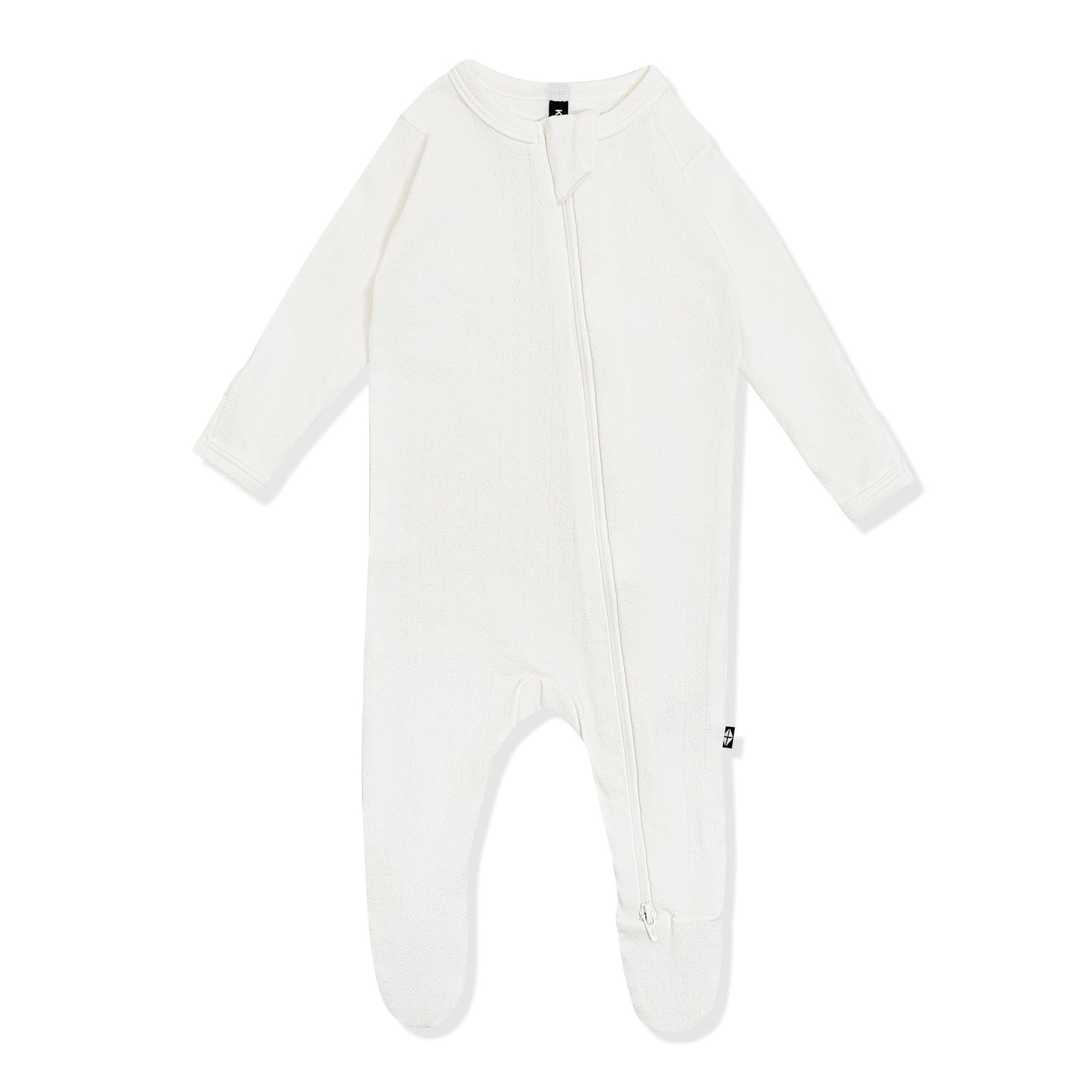 Pointelle Zippered Footie in Cloud