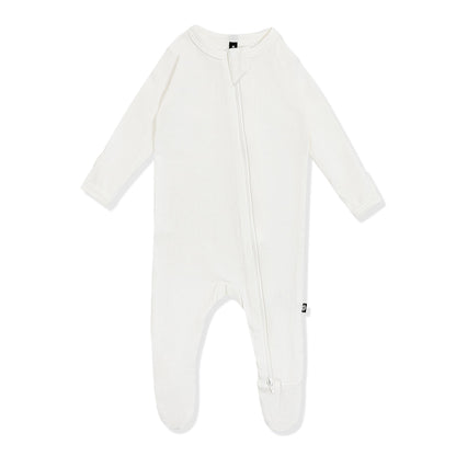 Pointelle Zippered Footie in Cloud