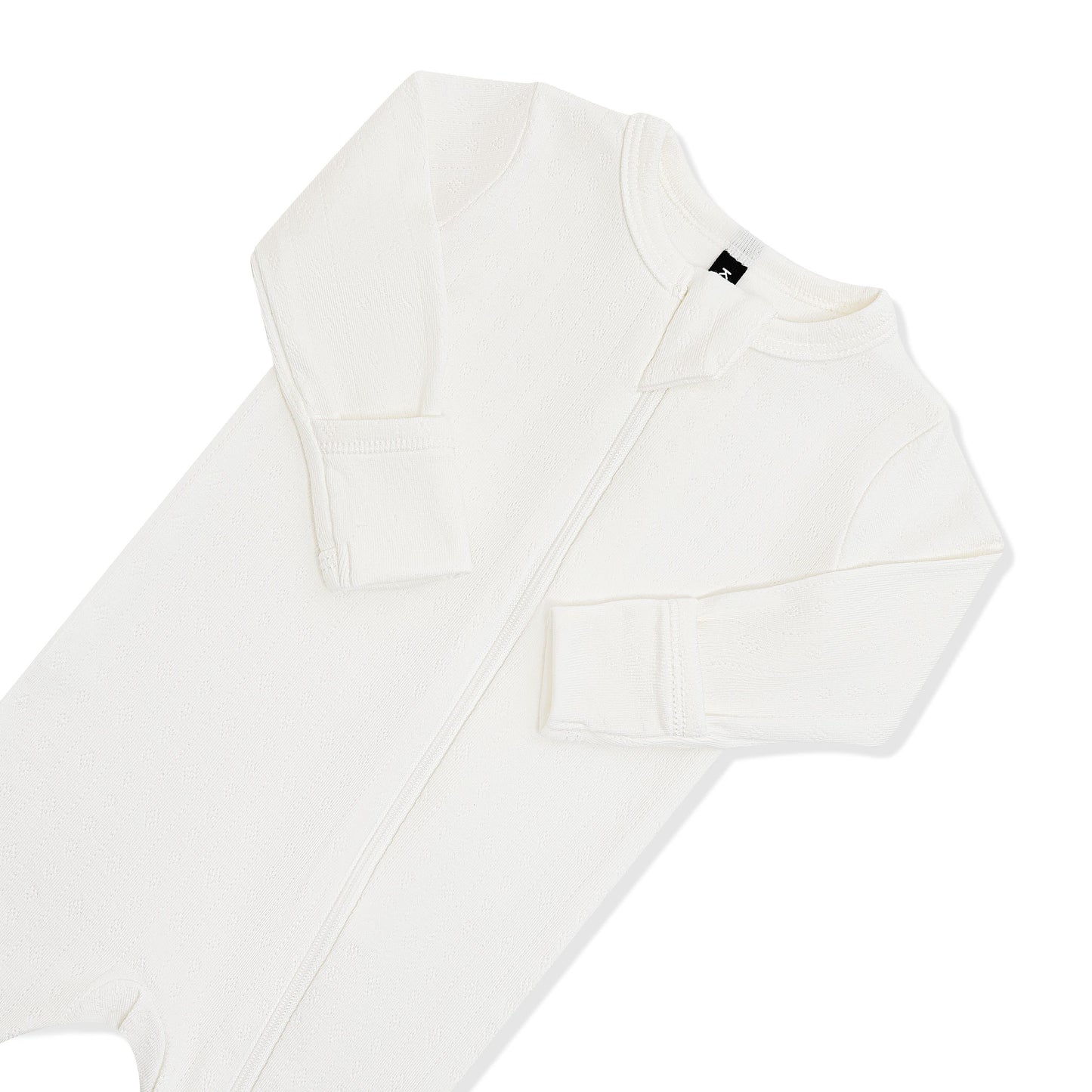 Pointelle Zippered Footie in Cloud