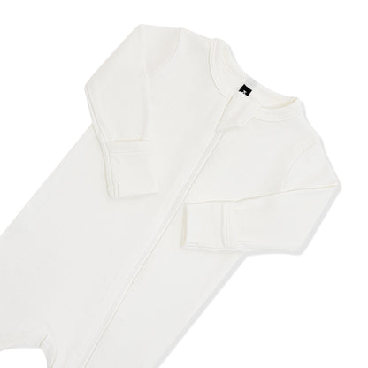 Pointelle Zippered Footie in Cloud