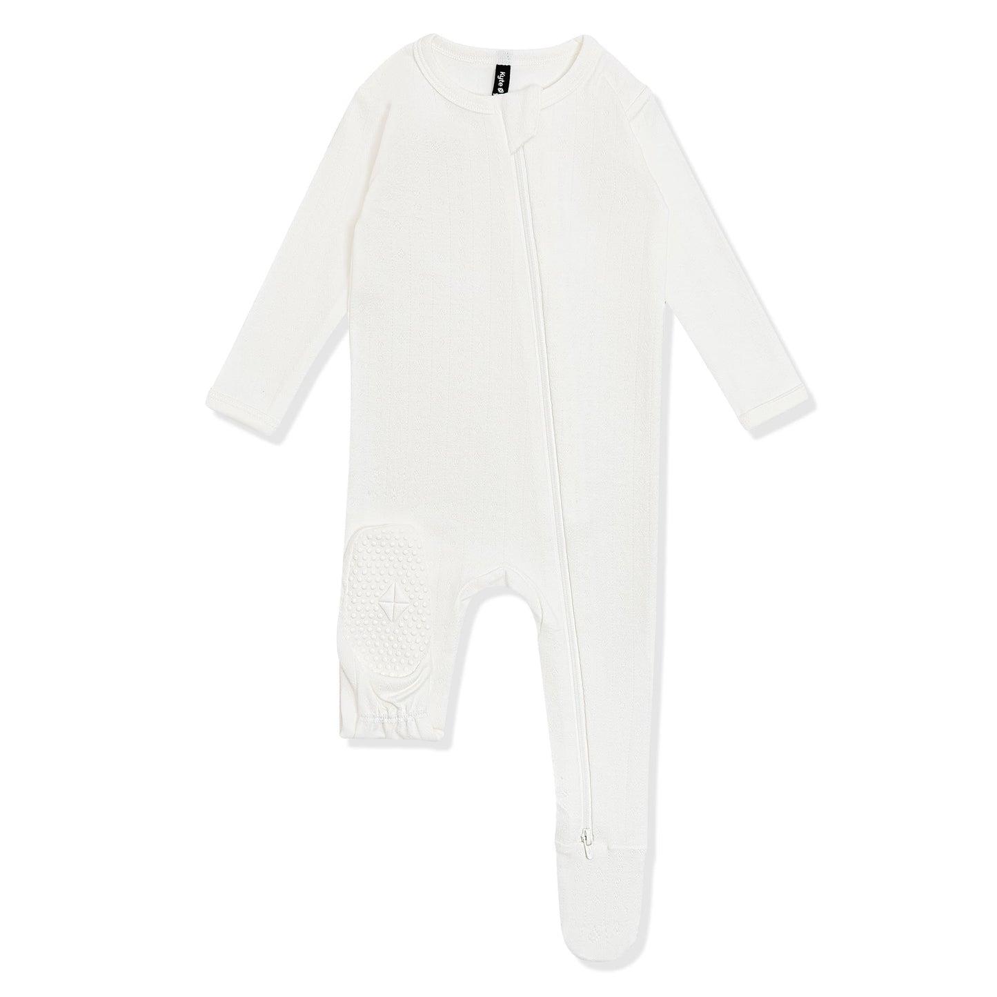 Pointelle Zippered Footie in Cloud