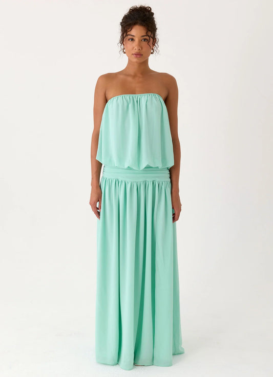 Lioras Strapless Maxi Dress - Aqua