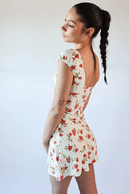 Floral Lace Trim Mini Dress