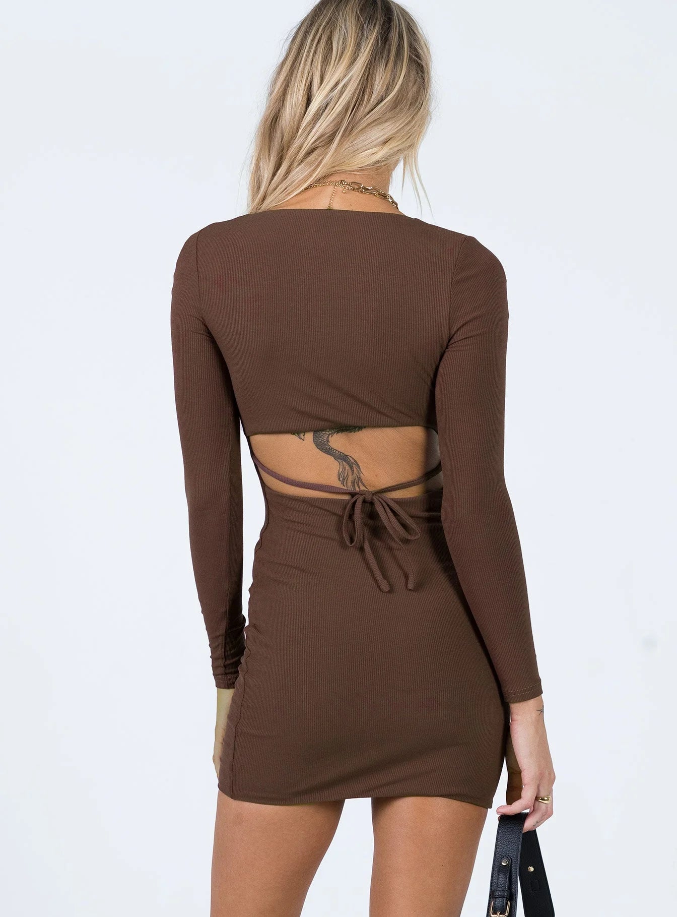 Nolan Long Sleeve Mini Dress Brown