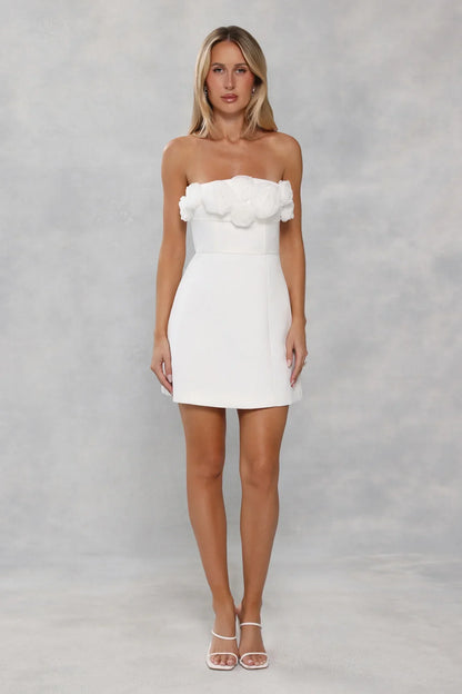 Wild Rose Affair Strapless Mini Dress White