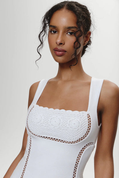 Ellie Knit Mini Dress - Optic White
