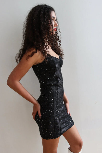Holographic Glitter Bustier Mini Dress