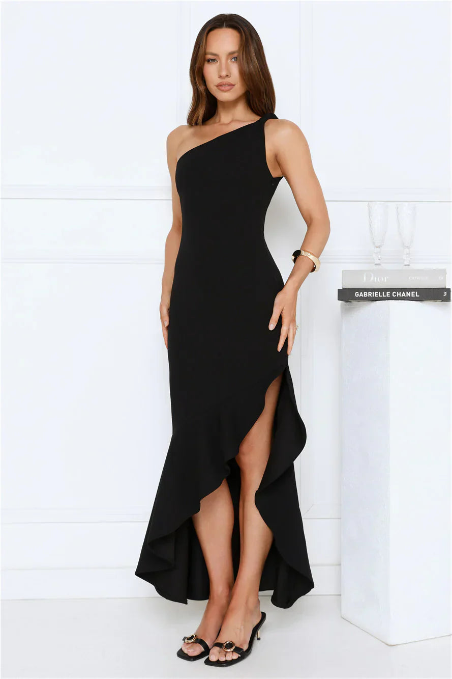 Go To Girl One Shoulder Maxi Dress Black