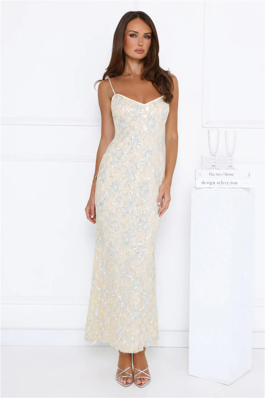 She's Always Right Lace Maxi Dress Yellow