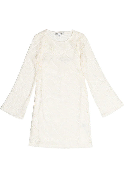 Bell Sleeve Crochet Dress With Slip