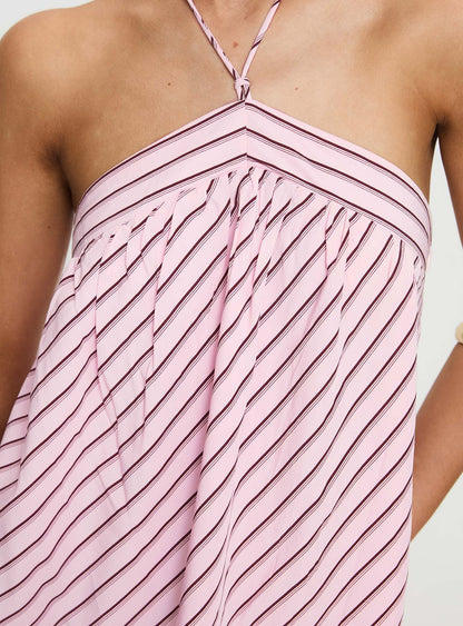 Moonlit Mini Dress Pink Stripe Petite