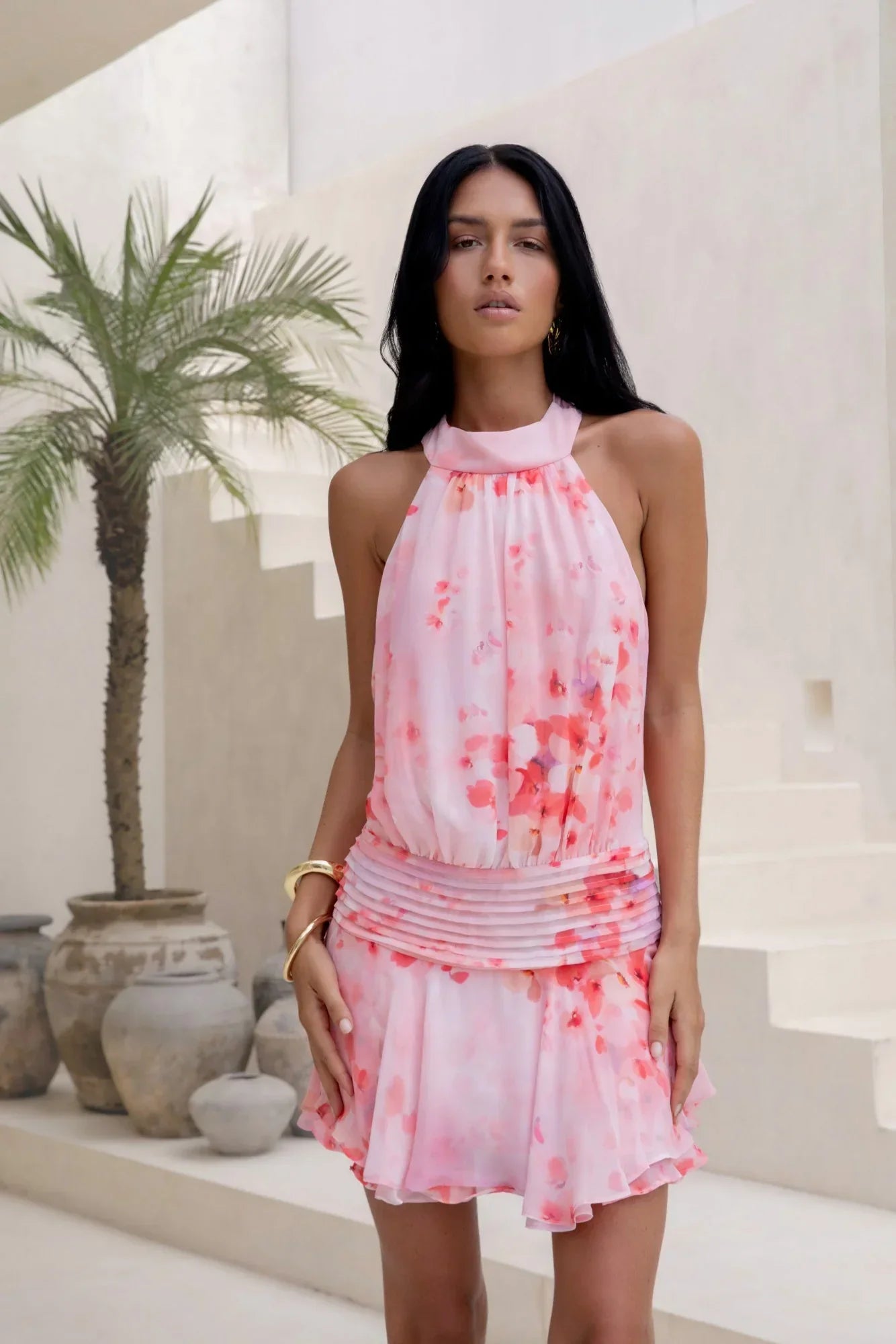 Sweet Summer Nights Halter Mini Dress Pink
