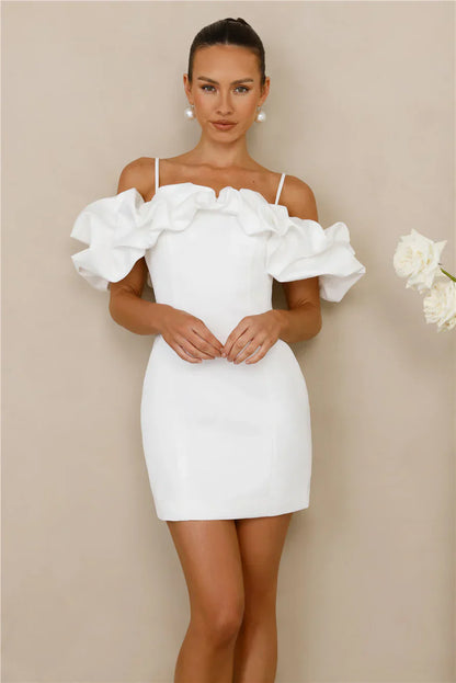 Love On Lock Off Shoulder Mini Dress White