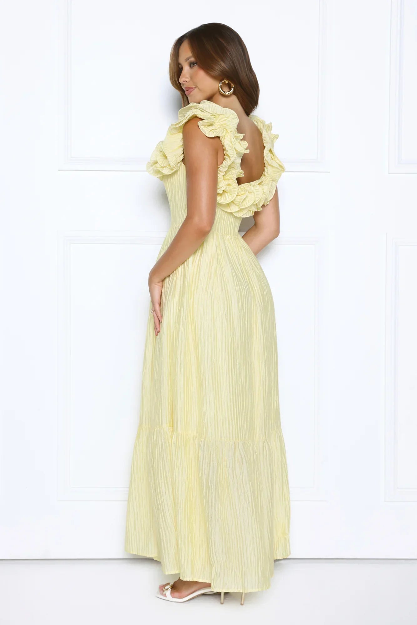 Magnetic Energy Off Shoulder Maxi Dress Yellow