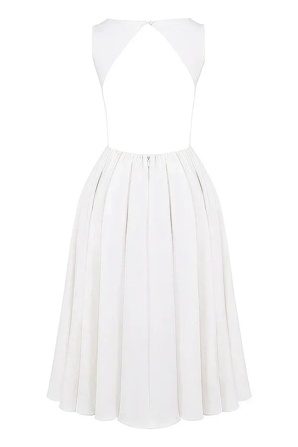 white twill midi sundress