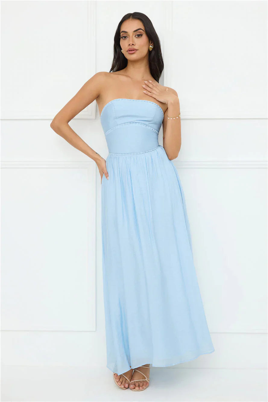 Luxurious Glow Strapless Maxi Dress Blue
