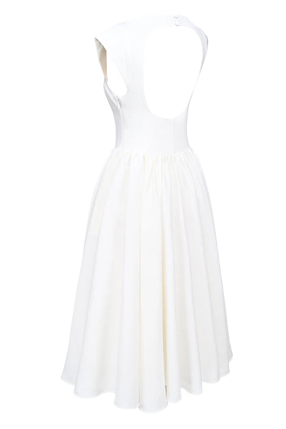 ivory moire satin midi dress