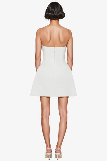 Raldrek White Floral Bustier Mini Dress