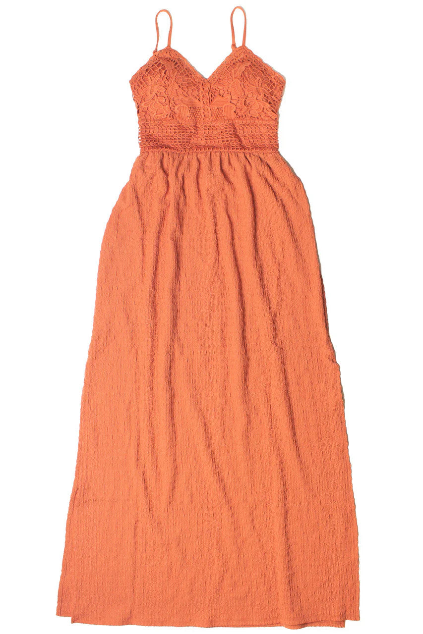 Floral Lace Top Gauze Maxi Dress