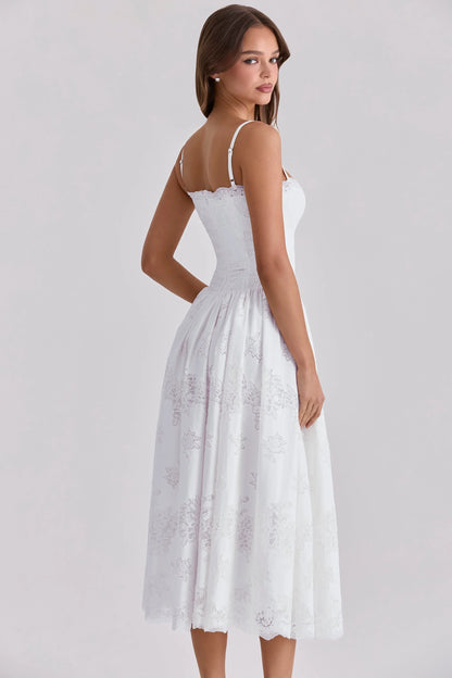 white custom lace + cotton midi sundress