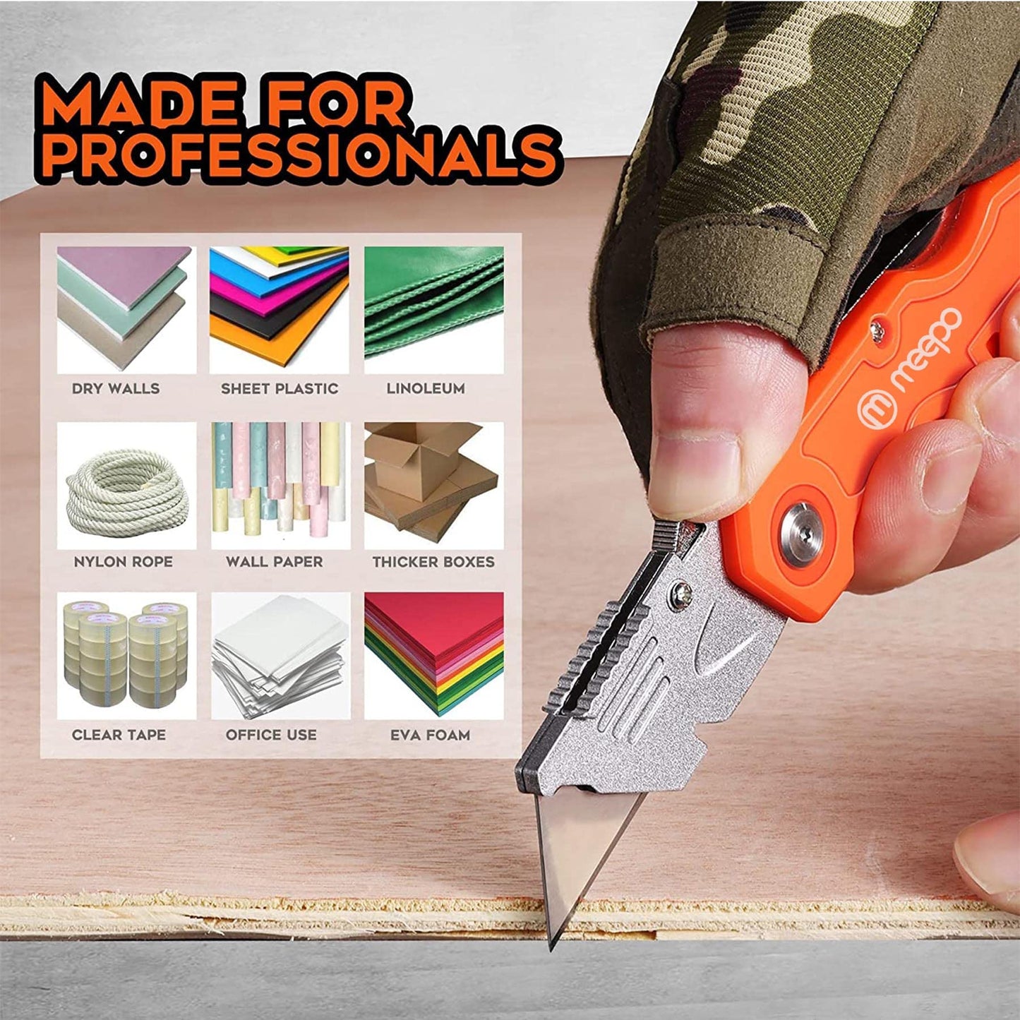 4-Pack Folding Utility Knife Set – Heavy Duty Box Cutter with 10 Replacement Blades for DIY, Home, Garage & Workshop