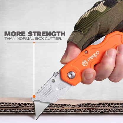 4-Pack Folding Utility Knife Set – Heavy Duty Box Cutter with 10 Replacement Blades for DIY, Home, Garage & Workshop