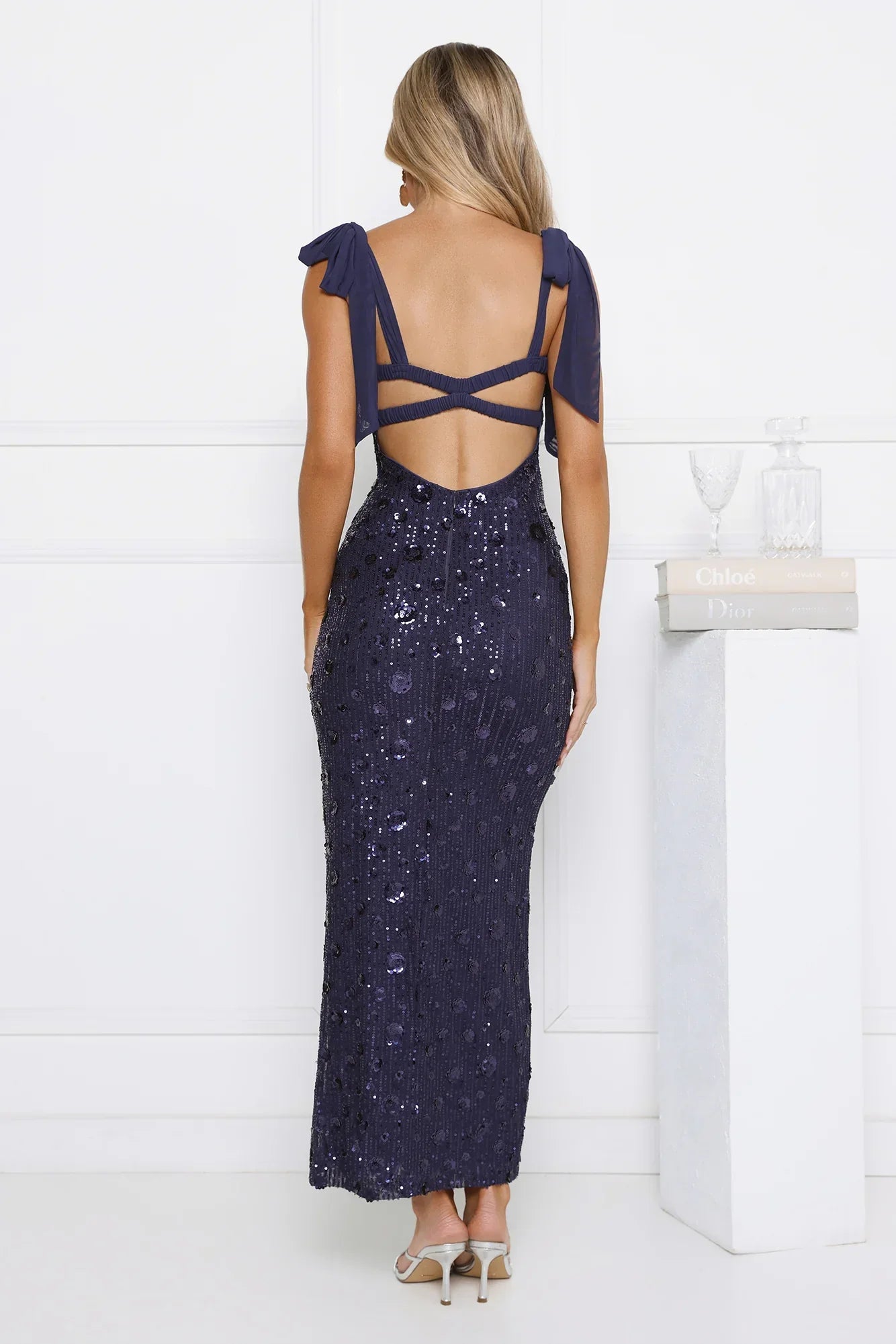 Bright Stars Sequin Maxi Dress Navy