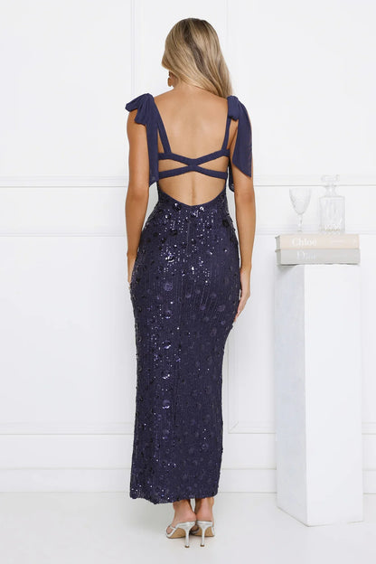 Bright Stars Sequin Maxi Dress Navy