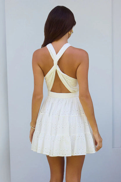 Daylight Brilliance Embroidered Mini Dress White