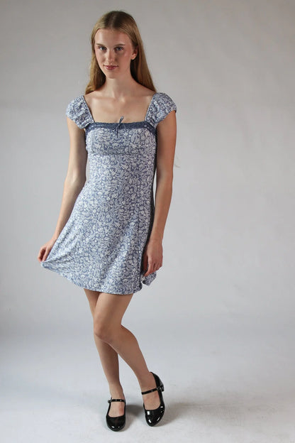 Floral Lace Trim Mini Dress