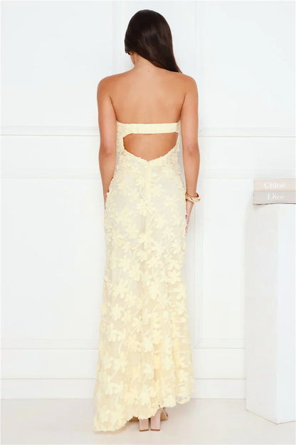 Urban Petal Strapless Maxi Dress Yellow