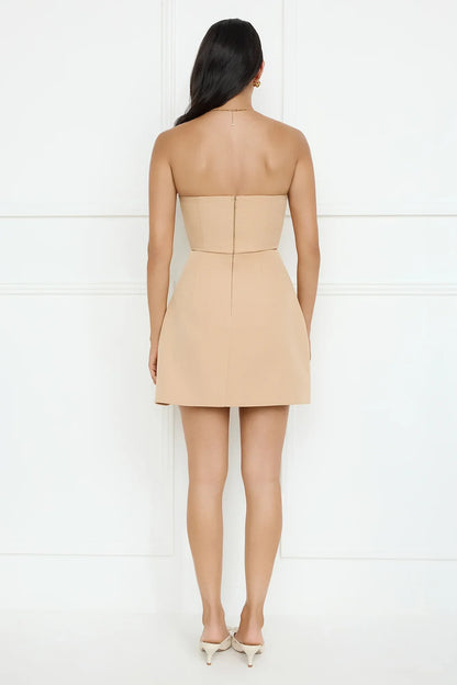 Ballerina Dream Strapless Mini Dress Tan
