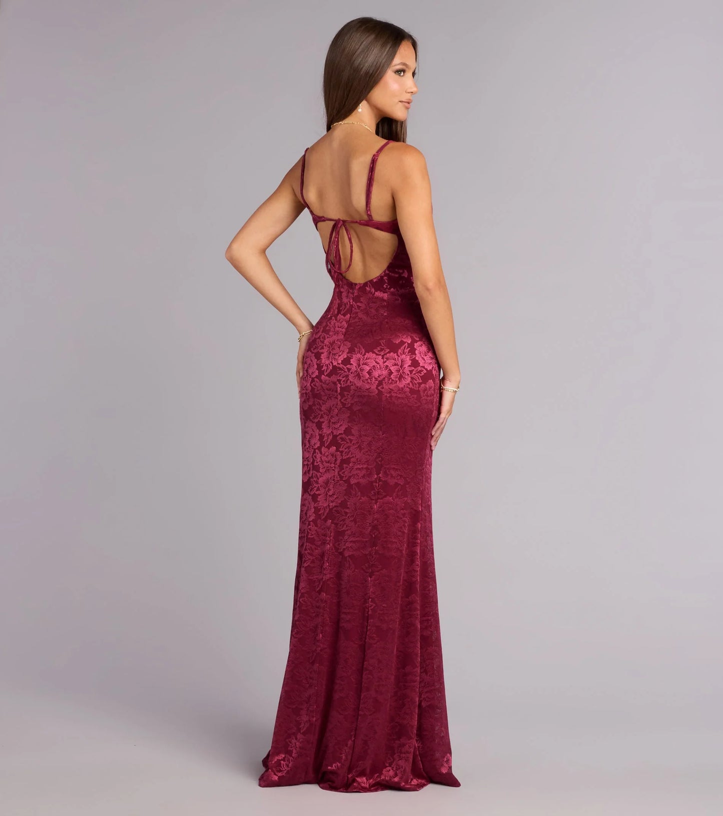 Alex Floral Tie-Back Formal Dress