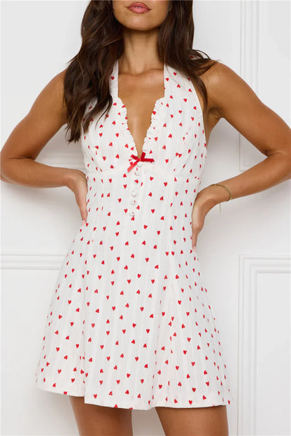 Softly Sparkling Halter Mini Dress White