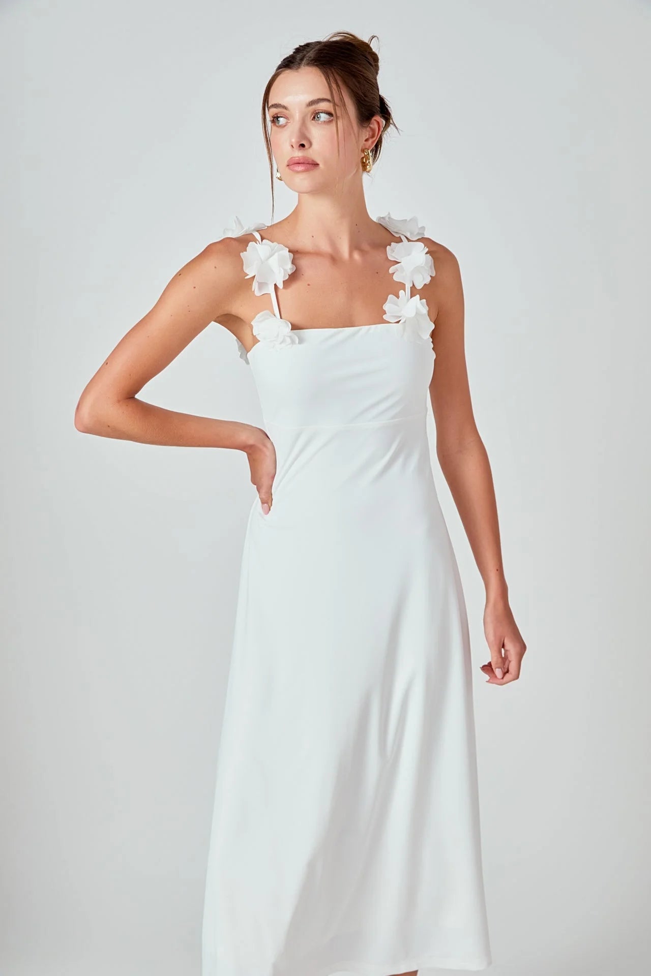 Rosette Shoulder Maxi Dress