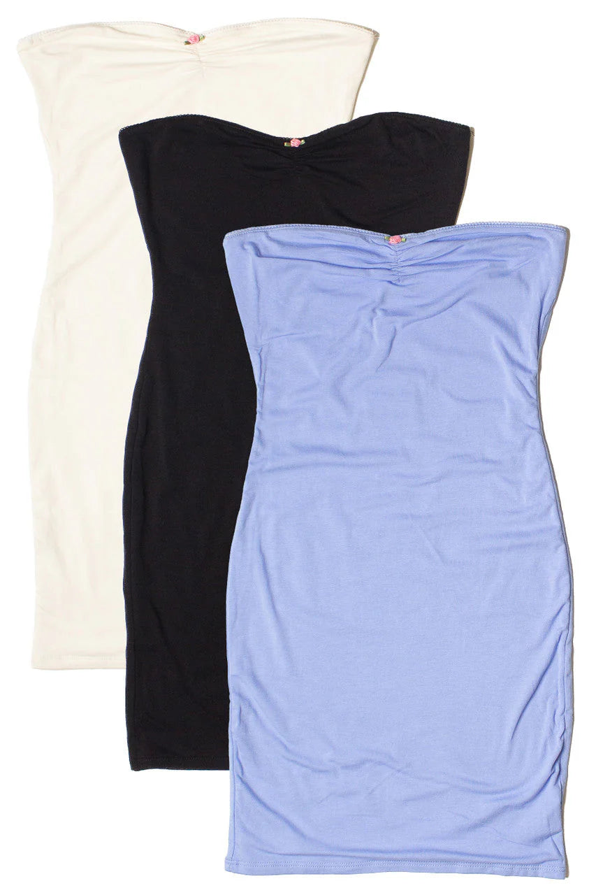 Rose Bud Strapless Bodycon Mini  Dress
