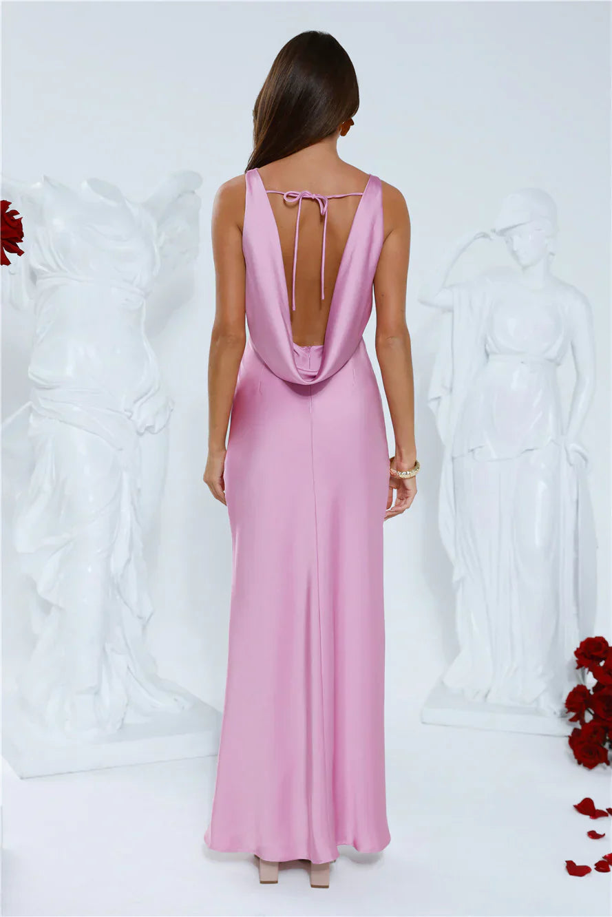Icon In Action Satin Maxi Dress Pink
