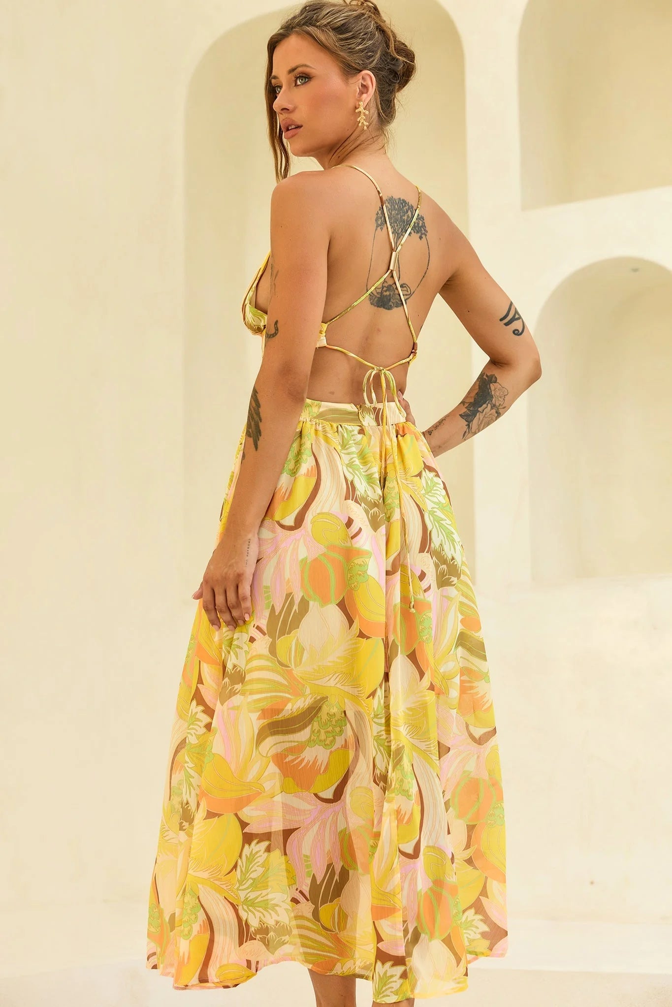 Rays Maxi Dress - Yellow Print