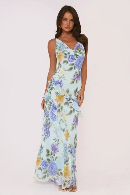 Petals Unfold Maxi Dress Print