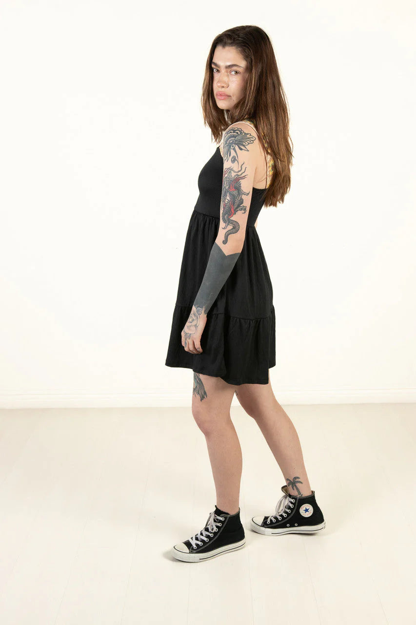 Black Crochet Strap Dress