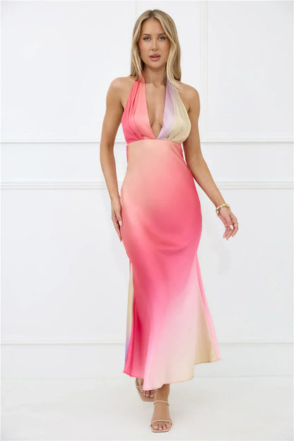 Dreams in Colour Satin Maxi Dress Multi