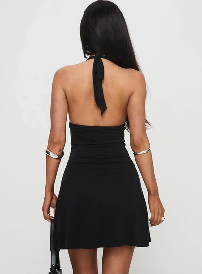 Tinisie Halter Mini Dress Black Tall