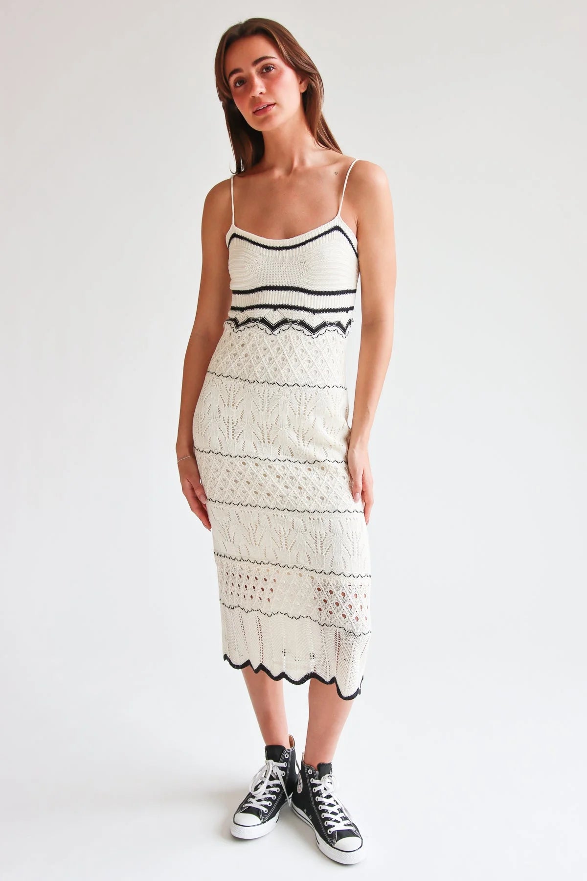 Open Knit Midi Dress