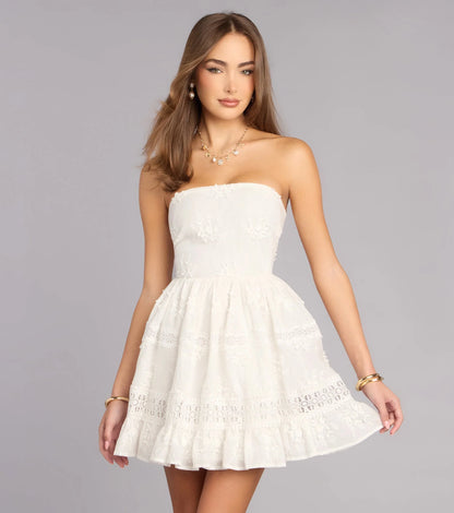 Cottage Charm Eyelet Mini Dress