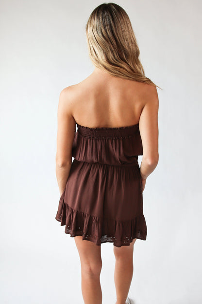 Sequin Flower Strapless Mini Dress